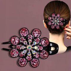 Crystal Rhinestone Barrettes Flower Hair Clips for Women and Girls