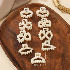 9pcs Set Small Hair Claw Bowknot Faux Pearl Clip Hair Accessories for Women