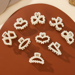 9pcs Set Small Hair Claw Bowknot Faux Pearl Clip Hair Accessories for Women