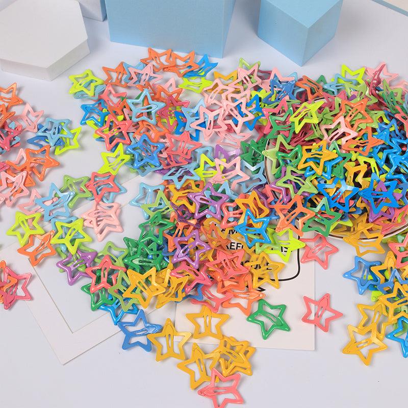Set of 20 Solid Star Hair Clips for Girls