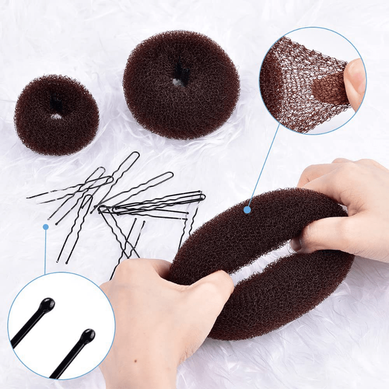 Hair Bun Maker Set Donut Hair Bun Maker Hair Elastic Bands Hair Pins Chignon