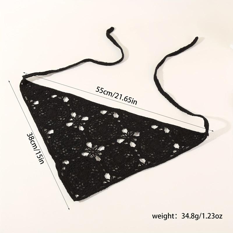 Women Triangle Head Band Scarf Crochet Hair Bandanas Vintage Solid Knit Turban