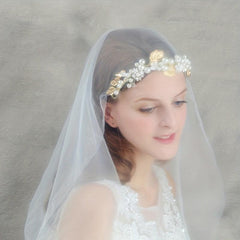Golden Hairband Faux Pearl Tiara Wedding Dress Accessories