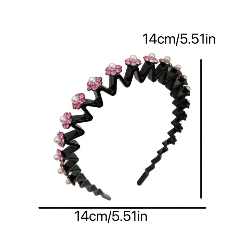 Rhinestone Headband Wavy Hair Band Nonslip Headdress Women Girls Hair Accessorie
