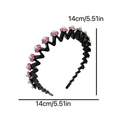 Rhinestone Headband Wavy Hair Band Nonslip Headdress Women Girls Hair Accessorie