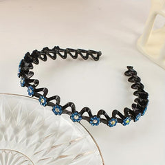 Rhinestone Headband Wavy Hair Band Nonslip Headdress Women Girls Hair Accessorie