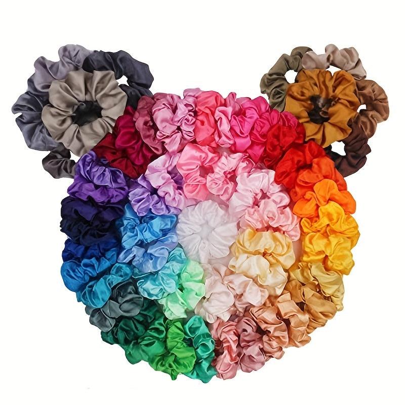 60pcs Satin Silky Hair Scrunchies For Women Girls - Hair Accessories Gift