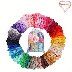 60pcs Satin Silky Hair Scrunchies For Women Girls - Hair Accessories Gift