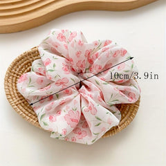 3pcs Large Floral Hair Scrunchies Violet Fabric Headdress Hair Rope