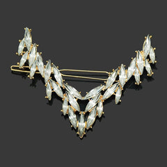 Vintage Rhinestone V Barrette Hair Clip for Women Girls