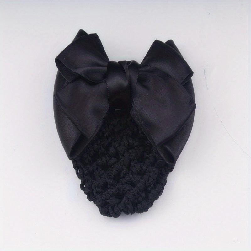 Bowknot Snood Net Barrette Hair Clip Bun Cover Hairnet Lace Bow Decor