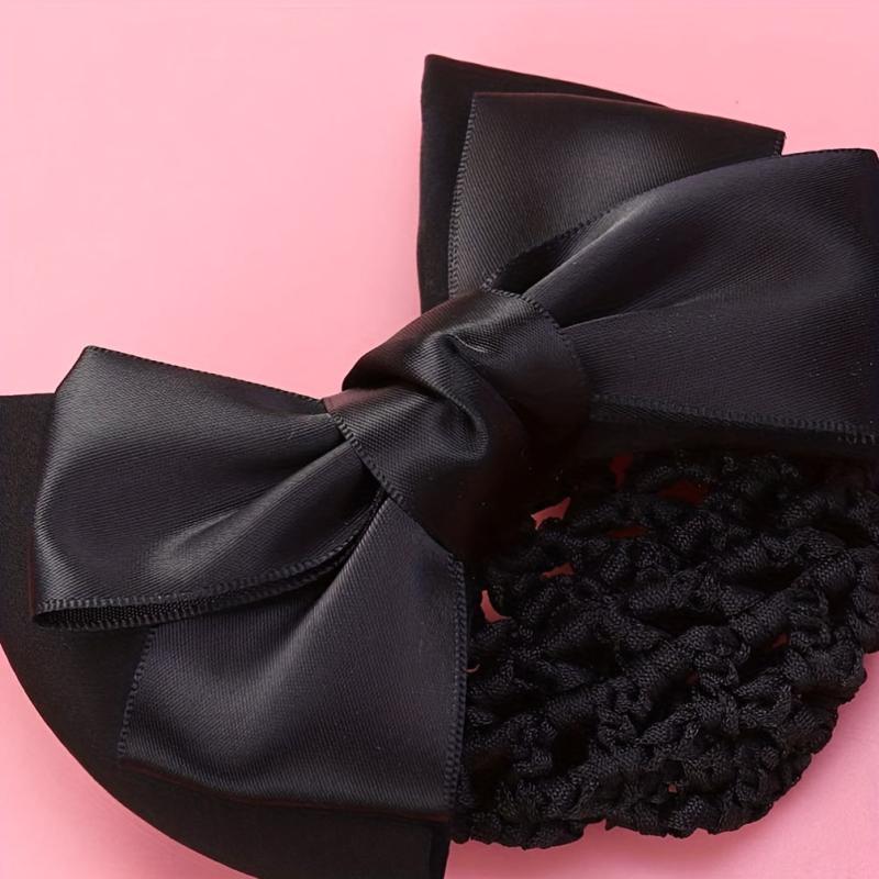 Bowknot Snood Net Barrette Hair Clip Bun Cover Hairnet Lace Bow Decor
