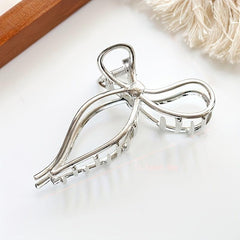 Metal Bowknot Silvery Hair Claw Clip Non Slip Strong Hold Grip Hair Jaw Clip
