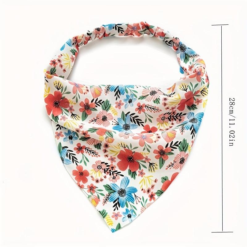 Floral Headband Elastic Hair Band Triangle Scarf