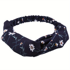 Women's Cross Knotted Retro Flower Headband Hair Accessory