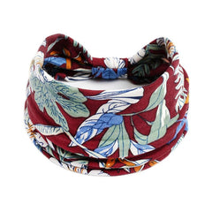 Elastic Flower Print Headband for Women Wide Brim Sports Sweatband