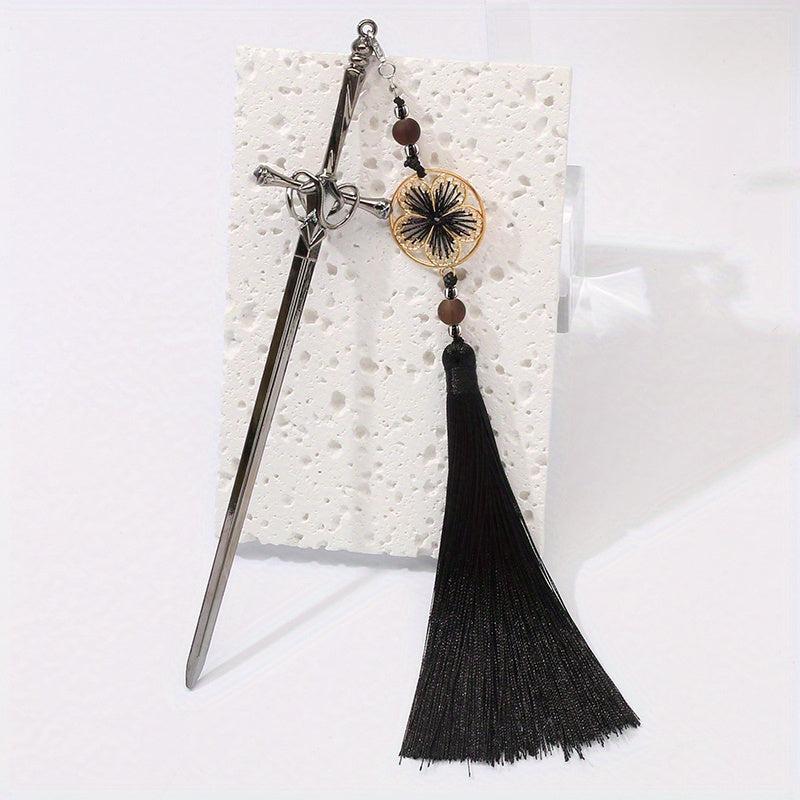 Ancient Sword Shape Hairpin Vintage Hair Stick Tassel Hair Accessories