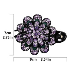 Rhinestones Flower Hair Clip Ponytail Hairclip Barrette Crystal Fancy Decorative