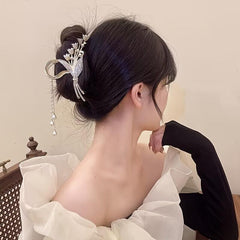 Beige Flower Hair Claws Pearl Tassel Hair Claws Hair Accessories