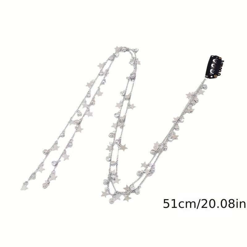 Braided Hair Chain Headdress Ponytail Star Charm Hair Accessories