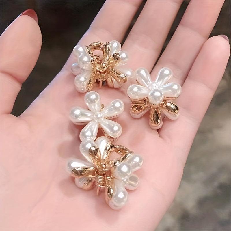 Retro Faux Pearl Daisy Hair Clip - Sweet Hair Accessories