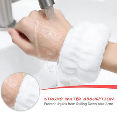 2 Pcs Wrist Wash Bands & 1 Pcs Face Washing Headband Set