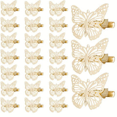 6 Pcs Golden Butterfly Hair Clips Metal Butterfly Duck Billed Clip Barrettes