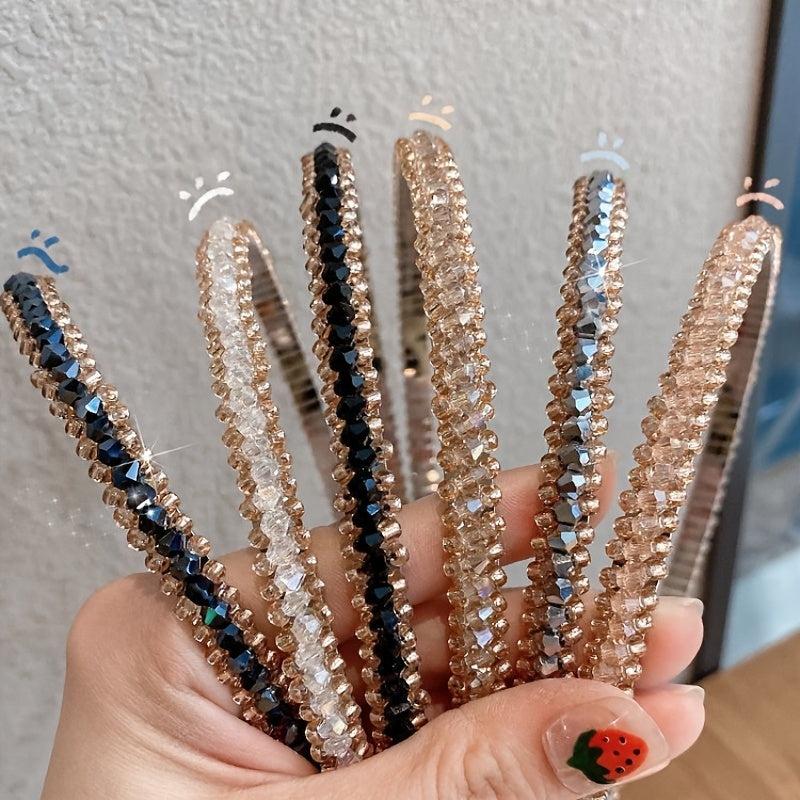 Vintage Rhinestone Hairband Thin Headband Girls Hair Accessories