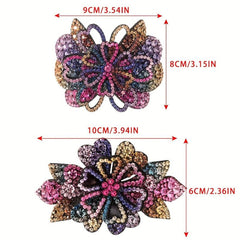 Vintage Rhinestone Flower Barrette Hair Clip for Women Girls