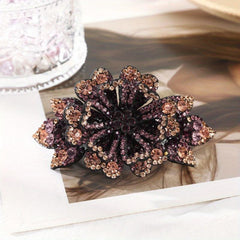 Vintage Rhinestone Flower Barrette Hair Clip for Women Girls