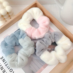 3pcs Plush Block Scrunchie Fluffy Hair Tie Minimalist Hair Accessory