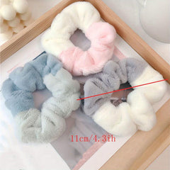 3pcs Plush Block Scrunchie Fluffy Hair Tie Minimalist Hair Accessory