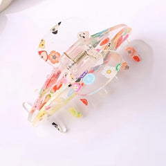 Colorful Flowers Fruits Heart Print Hair Clip Strong Hold Grip Hair Jaw Clip