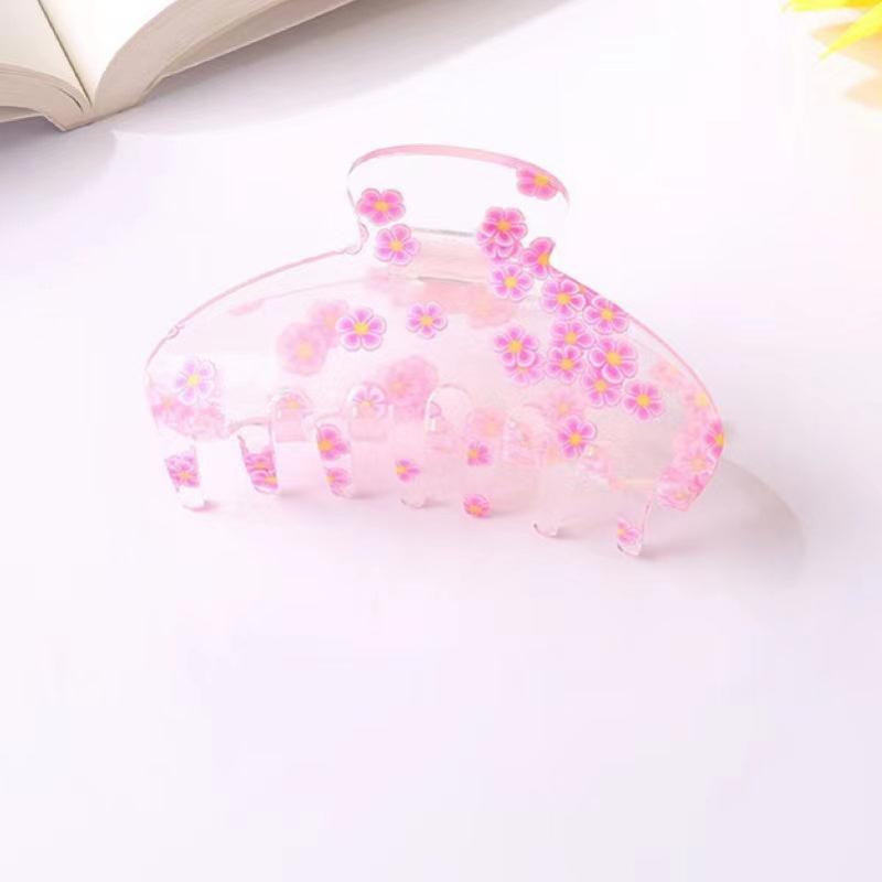 Colorful Flowers Fruits Heart Print Hair Clip Strong Hold Grip Hair Jaw Clip
