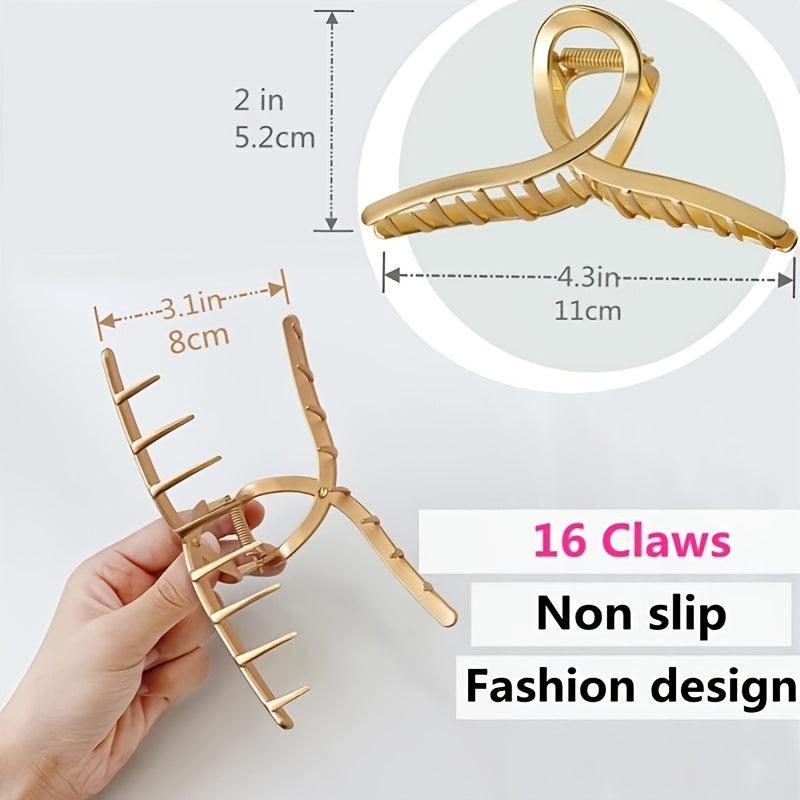 Golden Silver Metal Hair Clips For Women Big Hair Clips Nonslip Metal Hair Claw