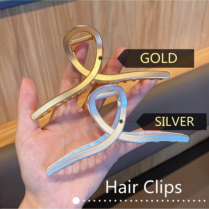 Golden Silver Metal Hair Clips For Women Big Hair Clips Nonslip Metal Hair Claw