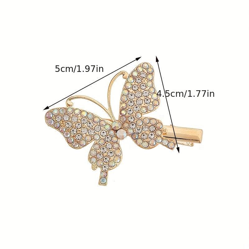 2pcs Rhinestone Butterfly Hair Clip for Women