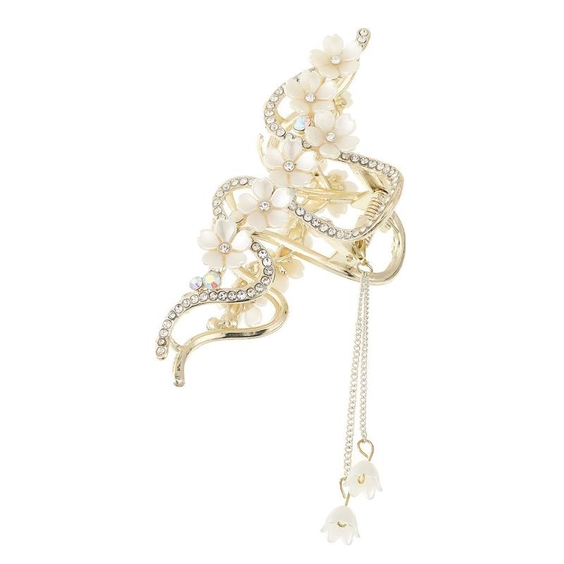 S Shaped Hair Clip Crab Rhinestone Flower Lily Of The Valley Hair Claw