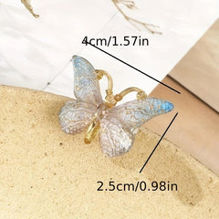 5pcs Butterfly Decor Hair Clips Non-slip Duck Billed Acrylic Hair Accessories