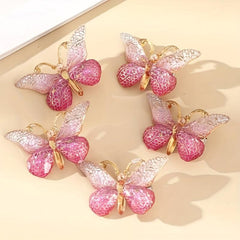 5pcs Butterfly Decor Hair Clips Non-slip Duck Billed Acrylic Hair Accessories