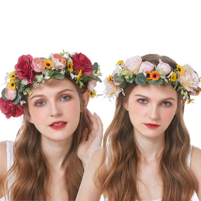 Flower Rattan Garland Headdress Wedding Bridal Wreath Hair Accessories