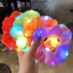Y2K Luminous Scrunchies Hair Tie Colorful Hair Rope Light Up Hair Ring