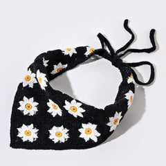 Boho Crochet Daisy Bandana Hair Kerchief Vintage Accessory