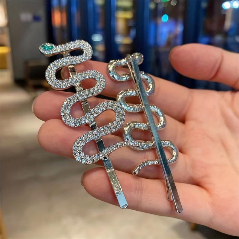 Snake Rhinestone Hair Clip Non-slip Side Clip Head Jewelry Hair Accessories