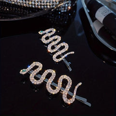 Snake Rhinestone Hair Clip Non-slip Side Clip Head Jewelry Hair Accessories