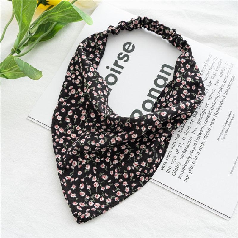 Floral Elastic Hair Scarf Headband Chiffon Print Hair Scarves Kerchief