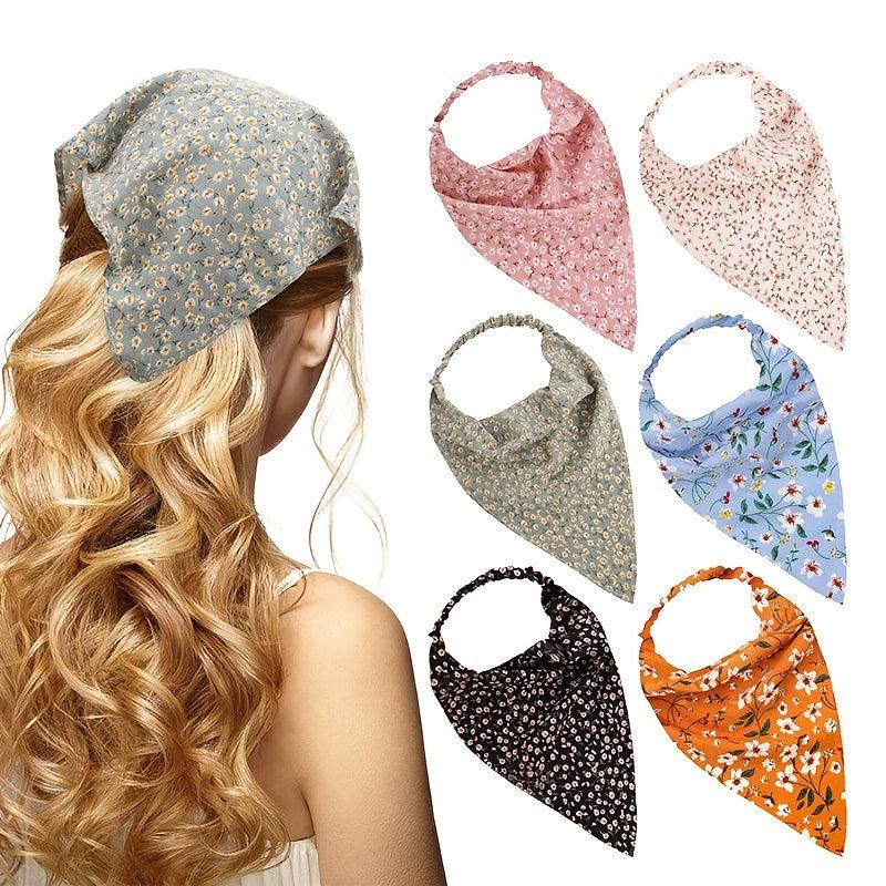 Floral Elastic Hair Scarf Headband Chiffon Print Hair Scarves Kerchief