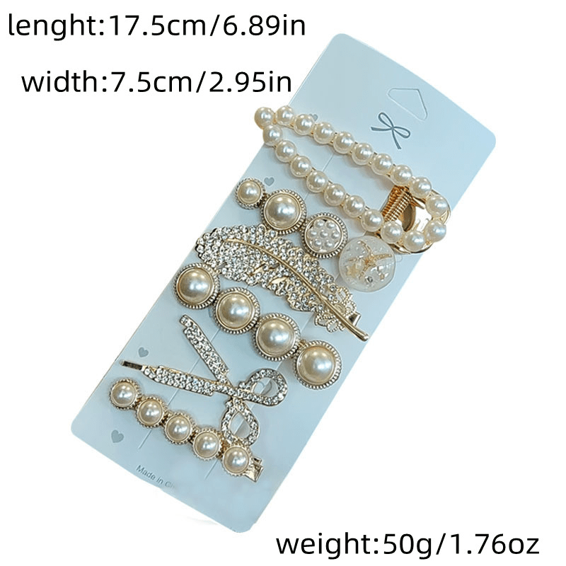 Rhinestone & Faux Pearl Hair Clip Shining Headwear Hair Styling Accessories