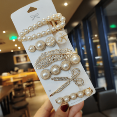 Rhinestone & Faux Pearl Hair Clip Shining Headwear Hair Styling Accessories