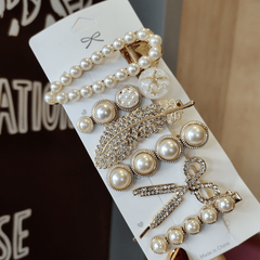 Rhinestone & Faux Pearl Hair Clip Shining Headwear Hair Styling Accessories